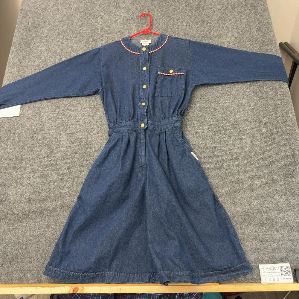 Vintage Dreams Jumpsuit Womens 10 Blue Denim Cotton Wide Leg Culotte Retro Style